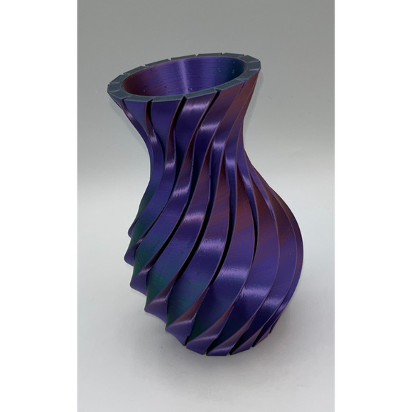 3D Printed Swirled Modern Flower Vase Multi Color Metallic Purple Pink Blue OOAK - Picture 10 of 16